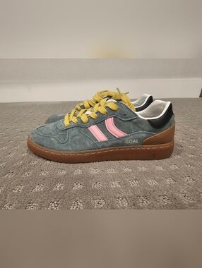 Coolway Goal Leather Sneakers - 'Green Forest' Pink Yellow Woman’s Size 9